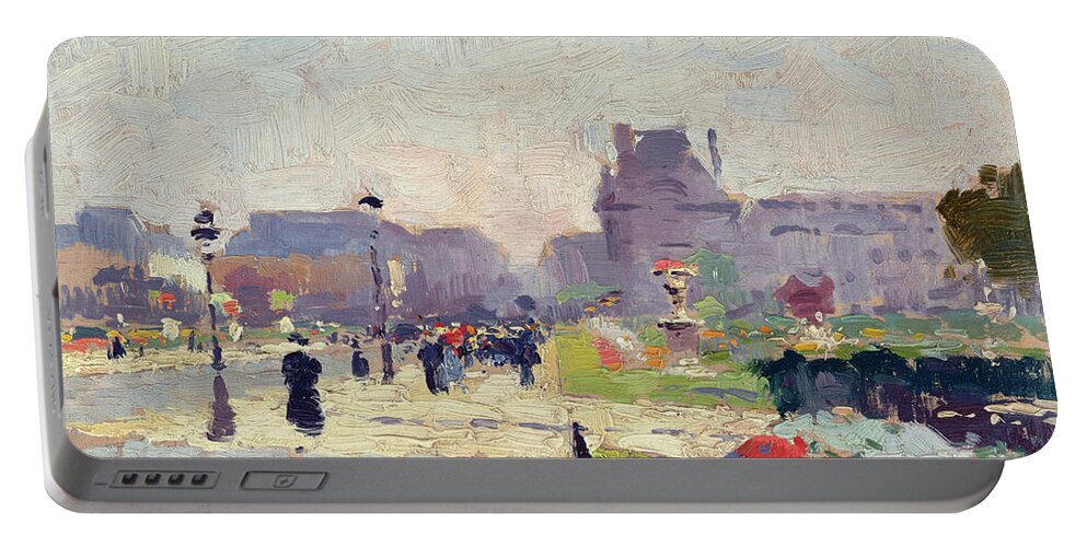 Avenue Paul Deroulede Portable Battery Charger featuring the painting Avenue Paul Deroulede by Jules Ernest Renoux