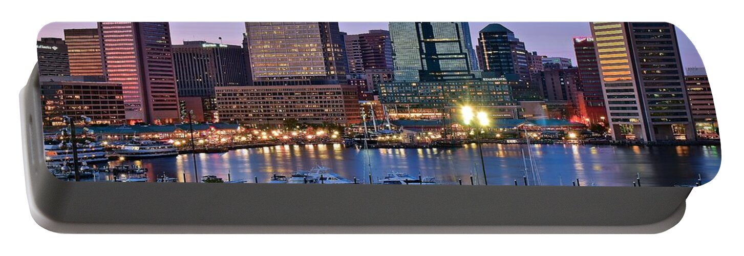 Baltimore Portable Battery Charger featuring the photograph Baltimore Blue Hour #2 by Frozen in Time Fine Art Photography