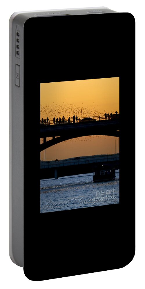 Austin Portable Battery Charger featuring the photograph Bat Flight in Austin Texas #1 by Anthony Totah