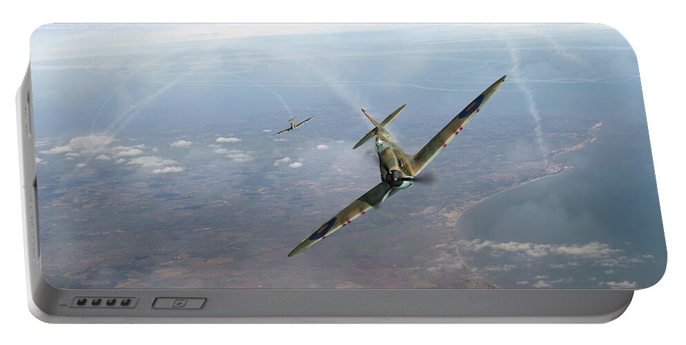 Battle Of Britain Portable Battery Charger featuring the photograph Battle of Britain Spitfires over Kent #2 by Gary Eason