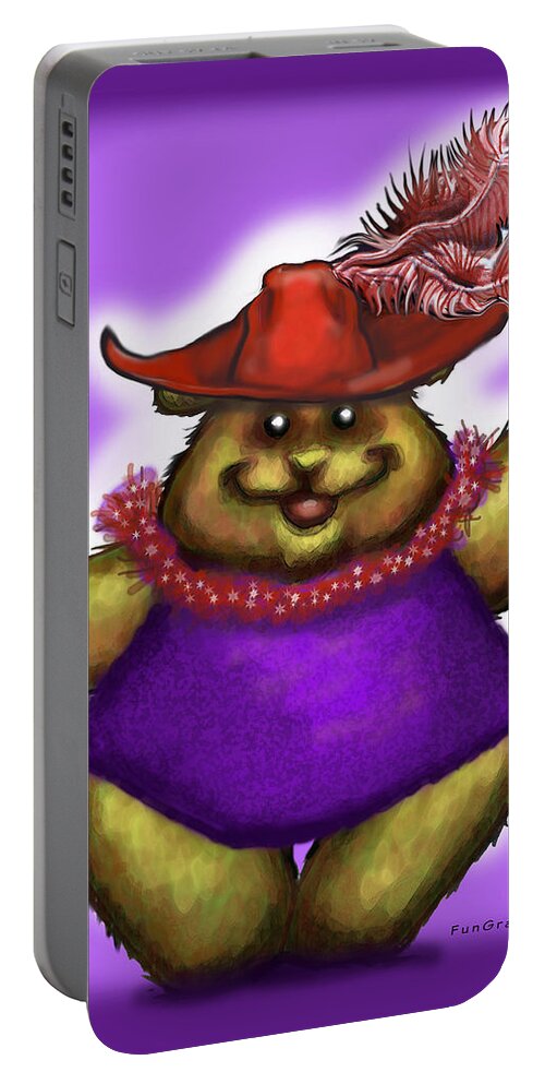 Bear Portable Battery Charger featuring the digital art Bear in Red Hat #1 by Kevin Middleton