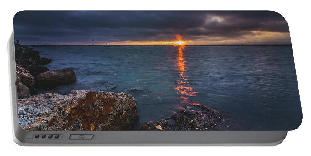Ballona Creek Portable Battery Charger featuring the photograph Beautiful Sunset at Marina del Rey #1 by Andy Konieczny