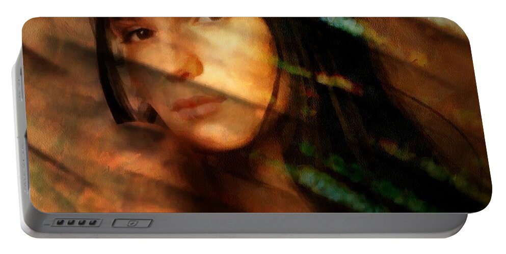 Woman Portable Battery Charger featuring the digital art Behind the curtain #1 by Gun Legler