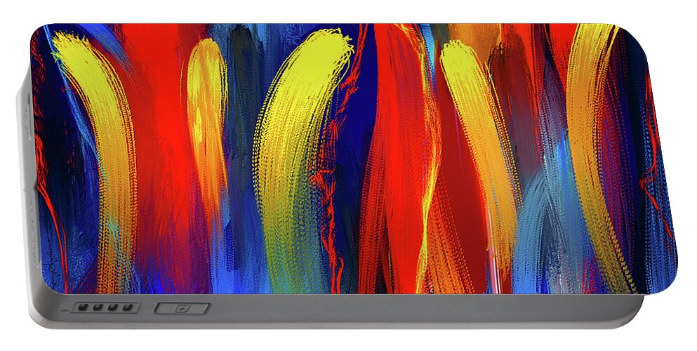 Bold Abstract Art Portable Battery Charger featuring the painting Be Bold - Primary Colors Abstract Art by Lourry Legarde