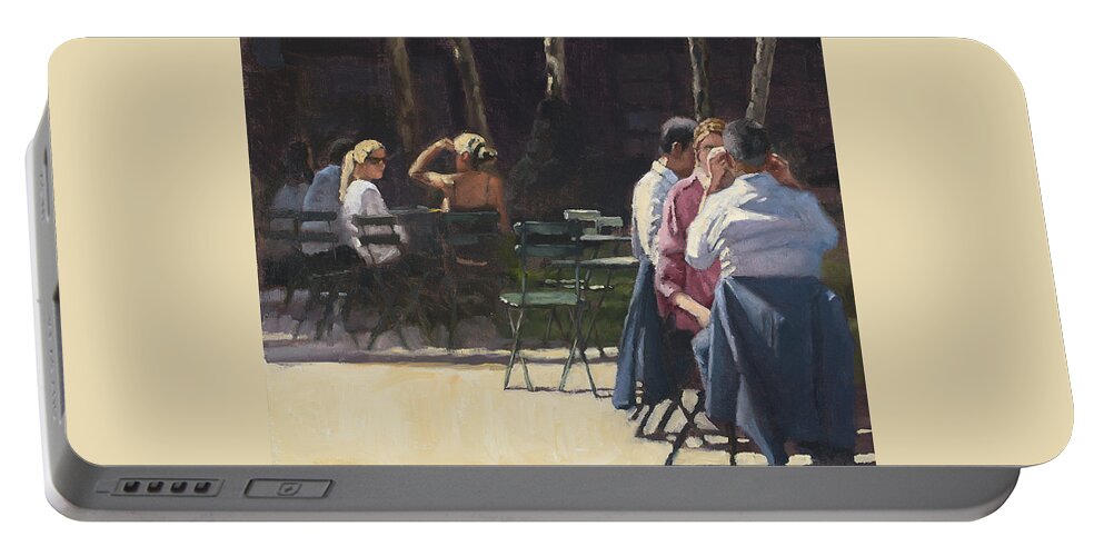 People Portable Battery Charger featuring the painting Break Time #2 by Tate Hamilton