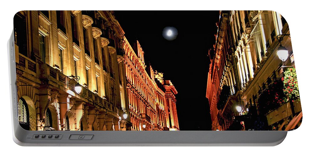 Architecture Portable Battery Charger featuring the photograph Bright moon in Paris 1 by Elena Elisseeva