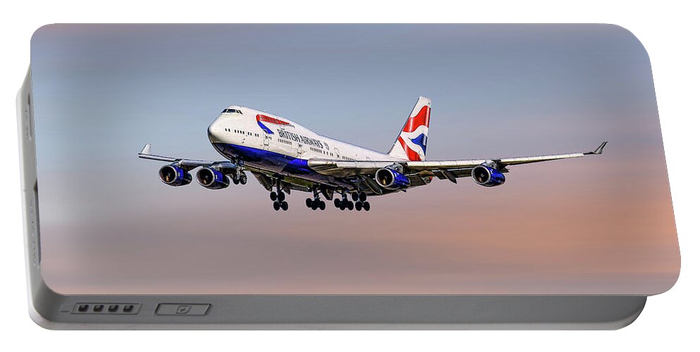 British Portable Battery Charger featuring the mixed media British Airways Boeing 747-400 by Smart Aviation