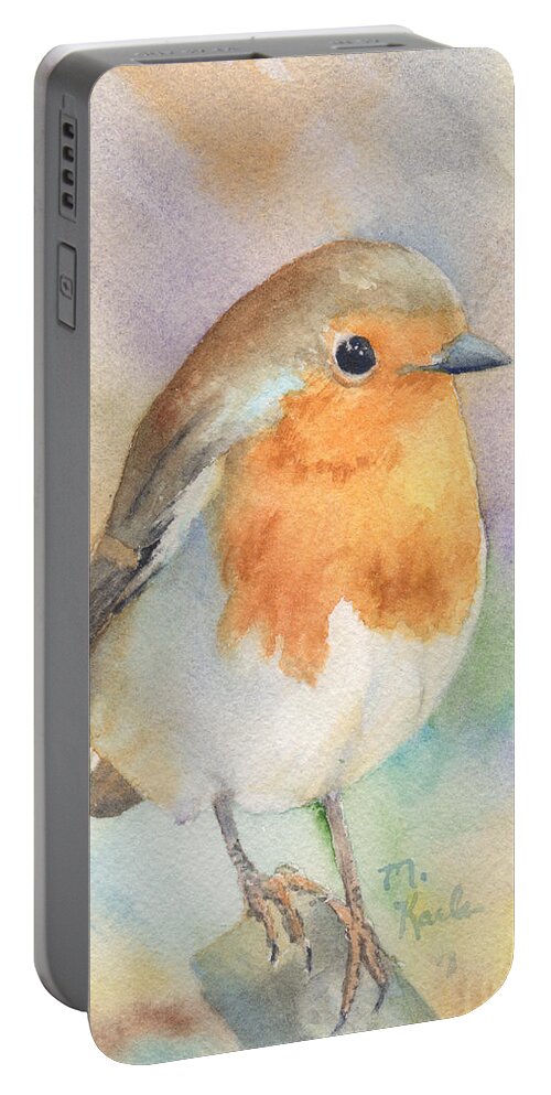 Bird Portable Battery Charger featuring the painting British Robin by Marsha Karle