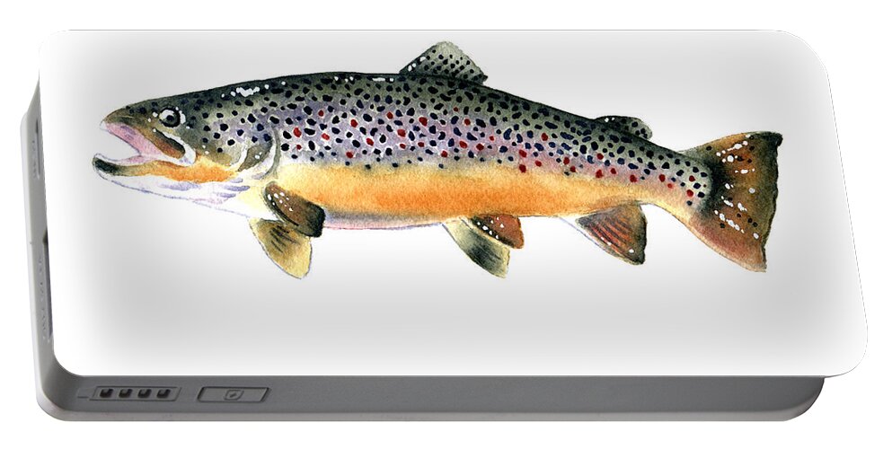 Brown Trout Portable Battery Charger featuring the painting Brown Trout #1 by David Rogers