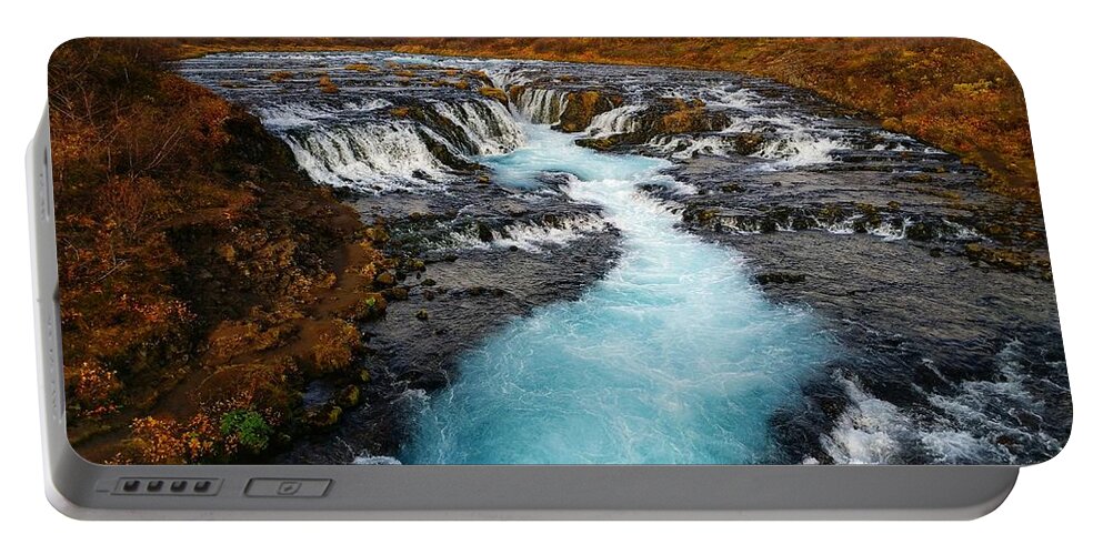 Bruarfoss Portable Battery Charger featuring the photograph Bruarfoss Fall Colors #1 by William Slider