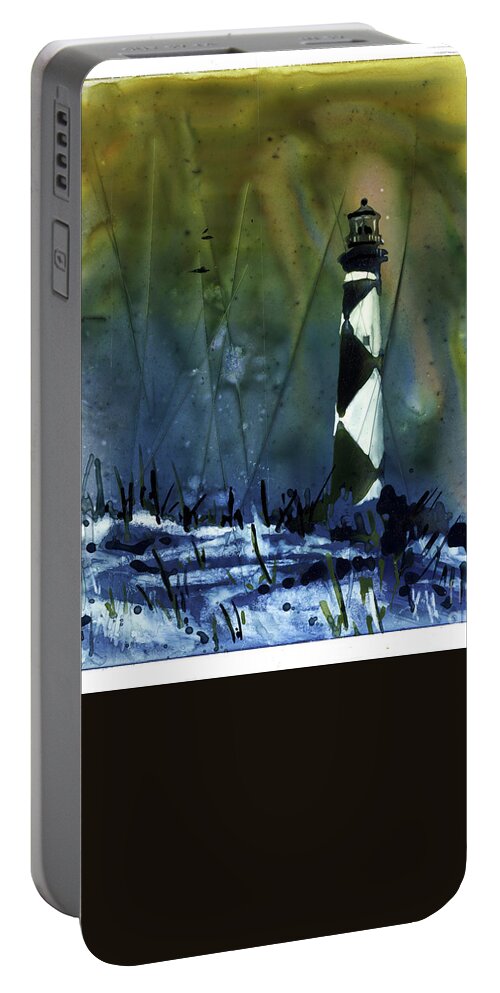 Lighthouse Portable Battery Charger featuring the mixed media Cape Lookout Lighthouse #2 by Ryan Fox