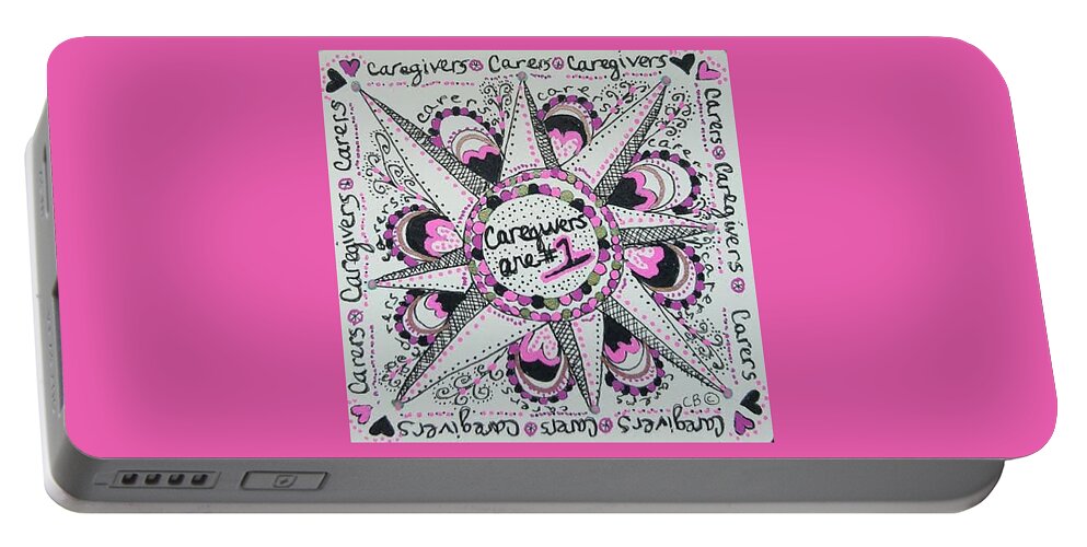 Carer Portable Battery Charger featuring the drawing Carer Love by Carole Brecht