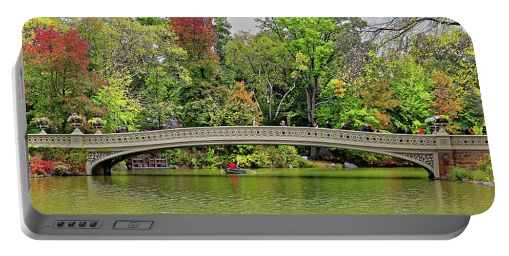 Central Park Portable Battery Charger featuring the photograph Bow Bridge Central Park #1 by Doolittle Photography and Art