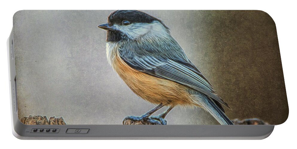 Chicadee Portable Battery Charger featuring the photograph Chicadee by Cathy Kovarik