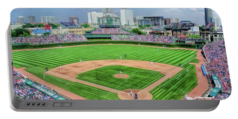 Chicago Portable Battery Charger featuring the painting Chicago Cubs Wrigley Field #1 by Christopher Arndt