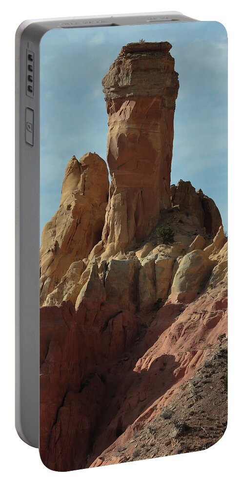 Ghost Ranch Portable Battery Charger featuring the photograph Chimney Rock #1 by David Diaz