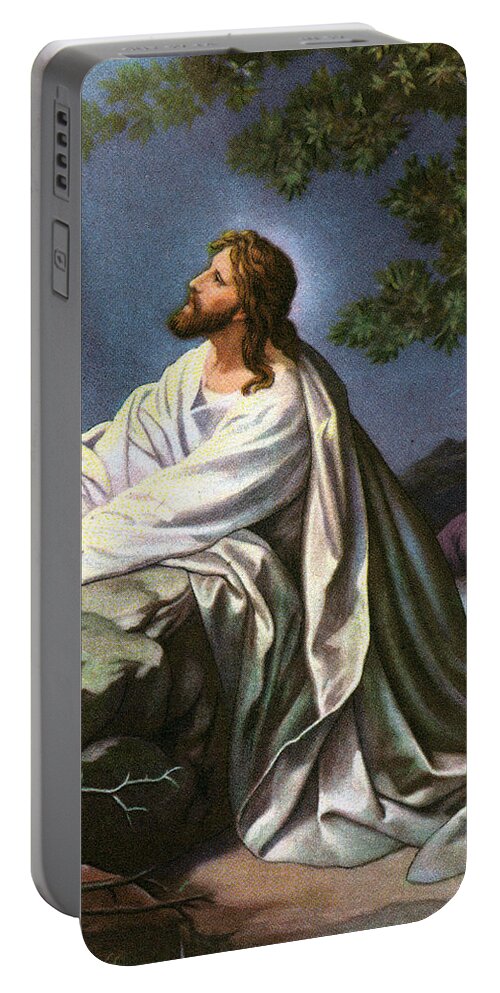 Garden Portable Battery Charger featuring the painting Christ in the Garden of Gethsemane by Heinrich Hofmann