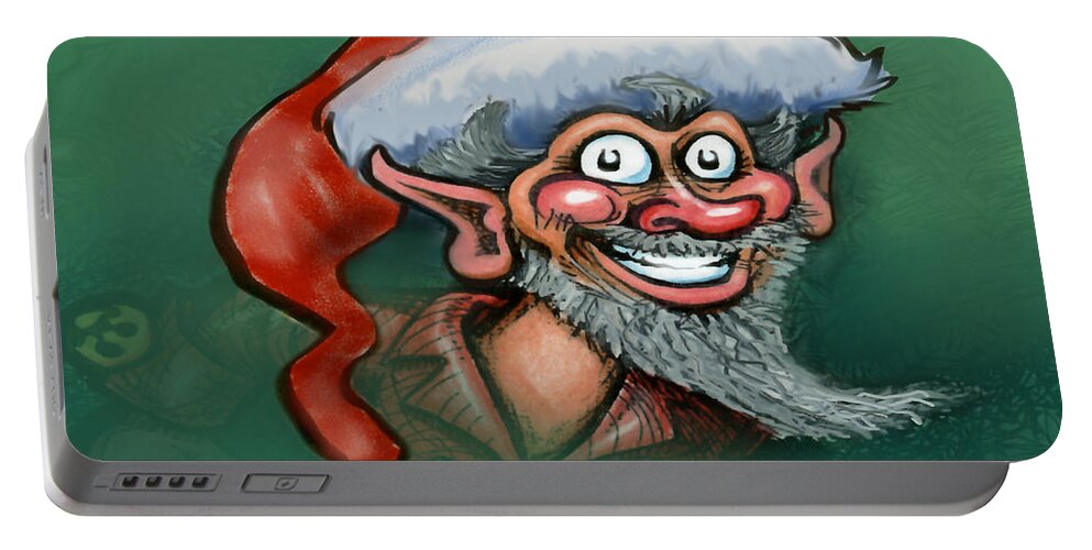 Elf Portable Battery Charger featuring the digital art Christmas Elf #1 by Kevin Middleton