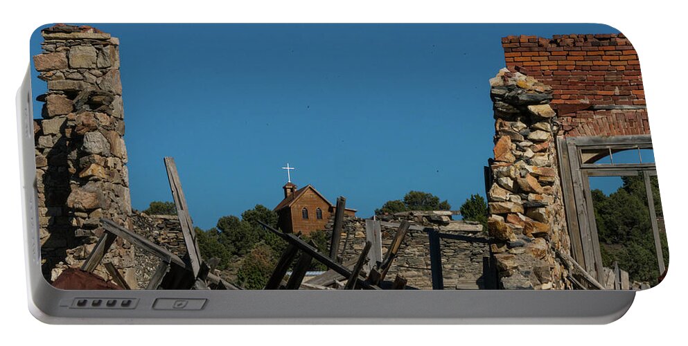 Nevada Portable Battery Charger featuring the photograph Church Ruins 2 Belmont Nevada #1 by Lawrence S Richardson Jr