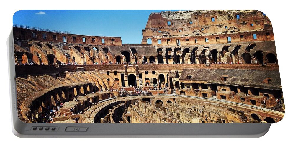 Rome Portable Battery Charger featuring the photograph Colosseum Interior #1 by Angela Rath