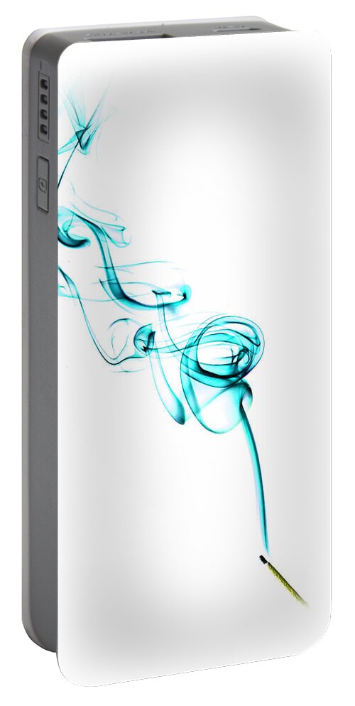 Smoke Portable Battery Charger featuring the photograph Coloured Smoke - Aqua by Nick Bywater
