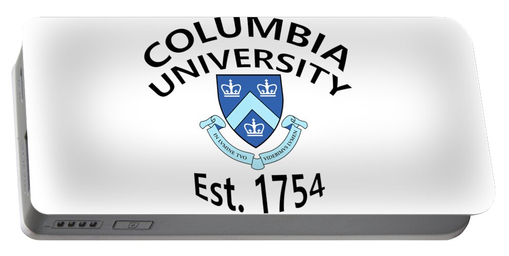 Columbia University Portable Battery Charger featuring the digital art Columbia University Est. 1754 #2 by Movie Poster Prints