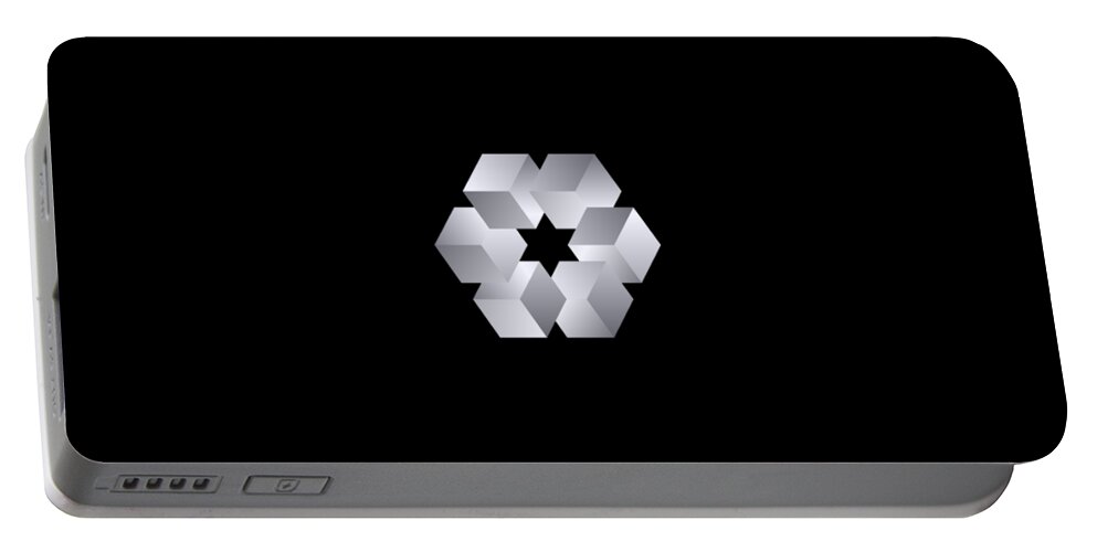 Pattern Portable Battery Charger featuring the digital art Cube Star by Pelo Blanco Photo