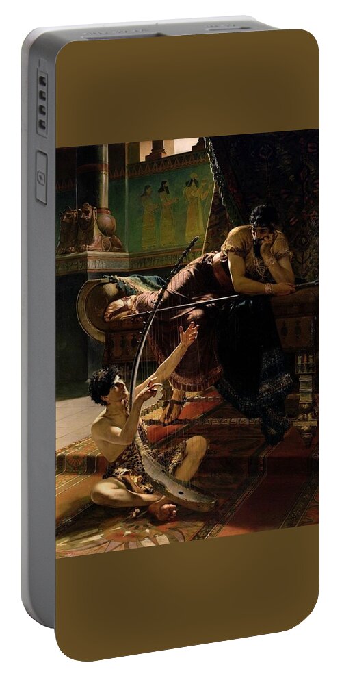 Julius Kronberg Portable Battery Charger featuring the painting David and Saul by Julius Kronberg