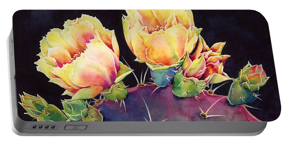 Cactus Portable Battery Charger featuring the painting Desert Bloom 2 by Hailey E Herrera