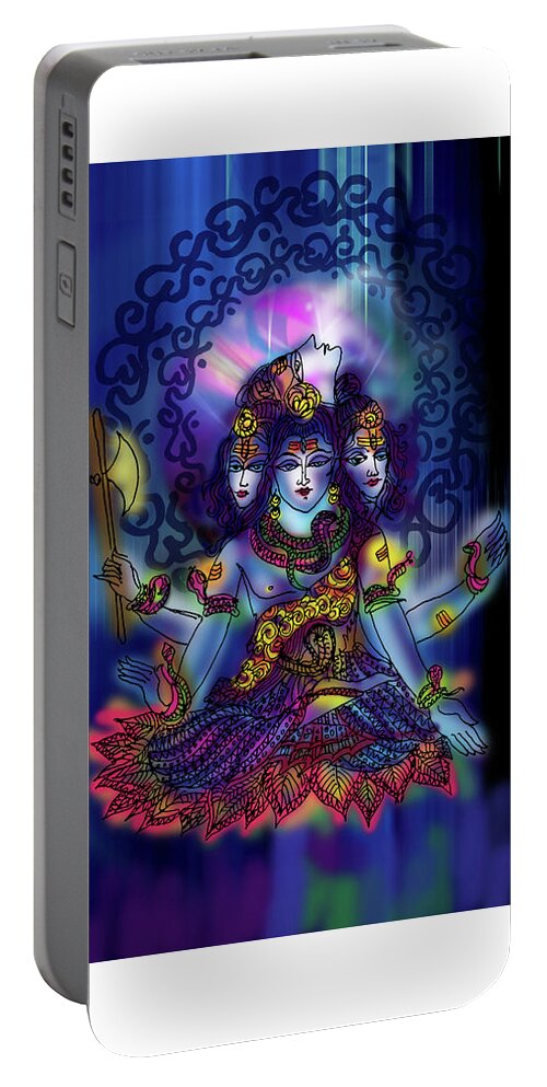 Universe Portable Battery Charger featuring the painting Enlightened Shiva by Guruji Aruneshvar Paris Art Curator Katrin Suter