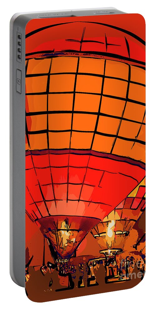 Hot-air-balloons Portable Battery Charger featuring the digital art Evening Glow Red And Yellow In Abstract #2 by Kirt Tisdale