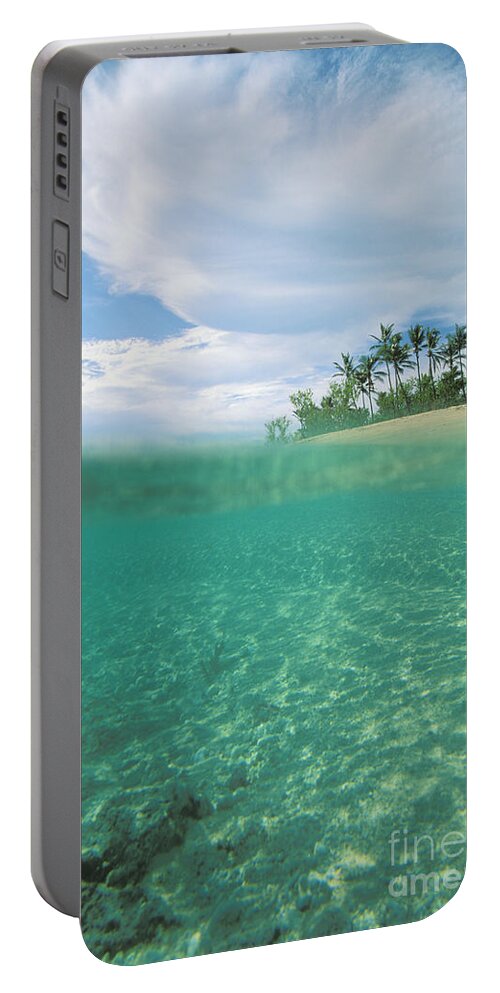 Aqua Portable Battery Charger featuring the photograph Fiji, Tavarua Island #1 by Ron Dahlquist - Printscapes