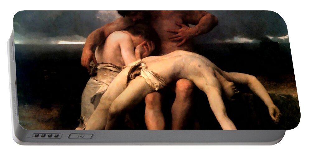 William Adolphe Bouguereau Portable Battery Charger featuring the painting First Mourning by Troy Caperton