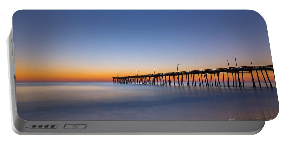 Nags Head Fishing Pier Portable Battery Charger featuring the photograph Fishing Pier Sunrise #1 by Michael Ver Sprill