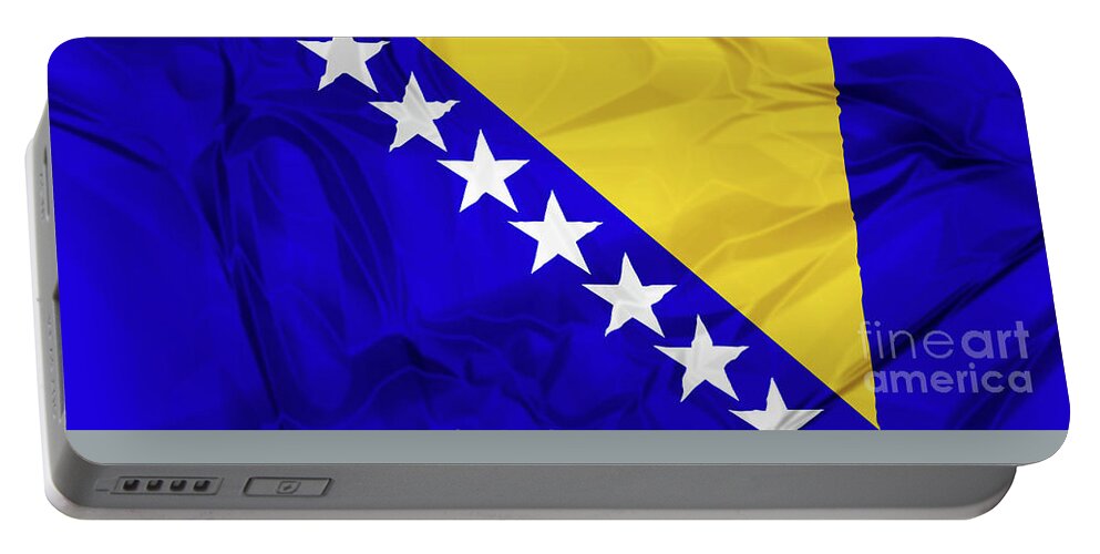 Bosnia Portable Battery Charger featuring the digital art Flag of Bosnia #1 by Benny Marty
