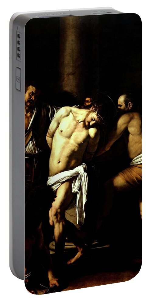 Italian Portable Battery Charger featuring the painting Flagellation Of Christ #2 by Troy Caperton