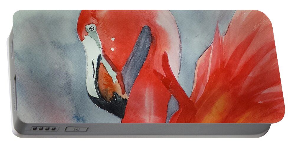 Flamingo Portable Battery Charger featuring the painting Flamingo #1 by Elise Boam