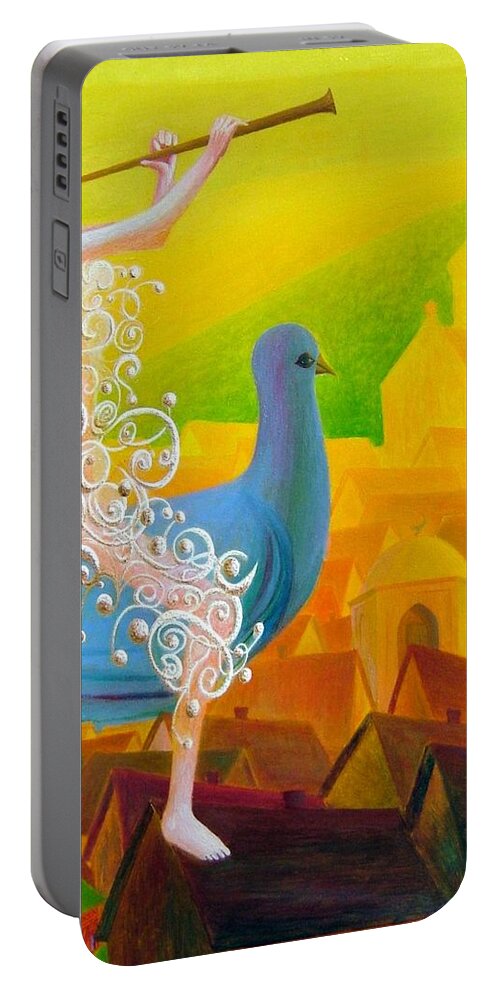 Flight Of The Soul Portable Battery Charger featuring the painting Flight of the Soul #2 by Israel Tsvaygenbaum