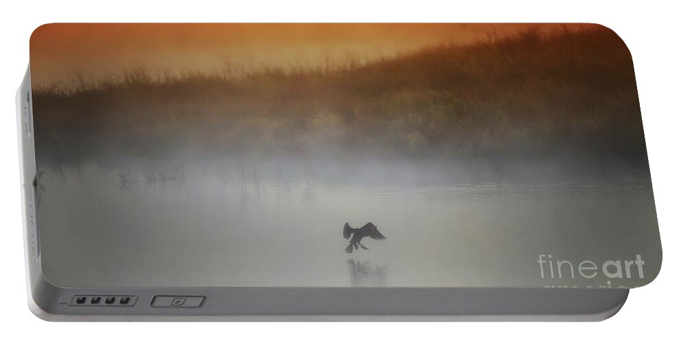 Lake Portable Battery Charger featuring the photograph Foggy Landing #1 by Elizabeth Winter