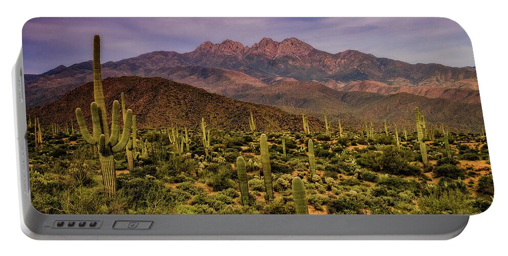 Four Peaks Portable Battery Charger featuring the photograph Four Peaks Golden Hour by Saija Lehtonen