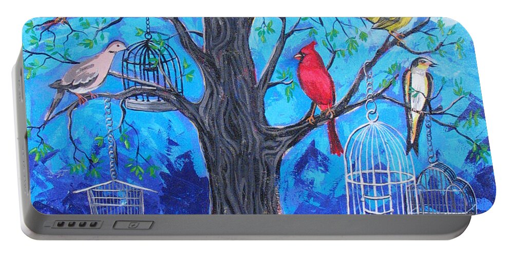 Birds Portable Battery Charger featuring the painting Free To Sing #1 by Rollin Kocsis