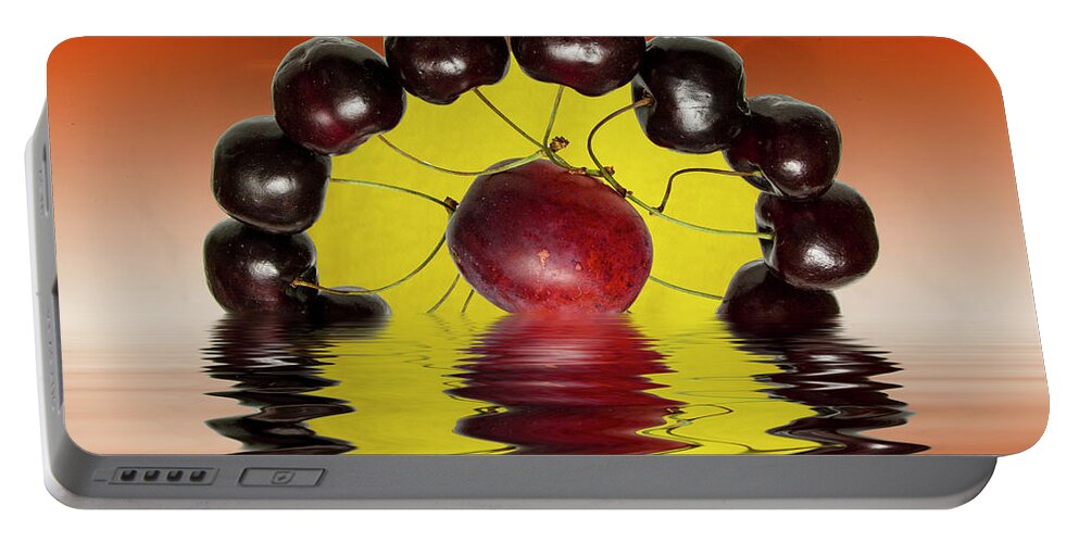 Fresh Fruit Portable Battery Charger featuring the photograph Fresh Cherries and Plums #1 by David French