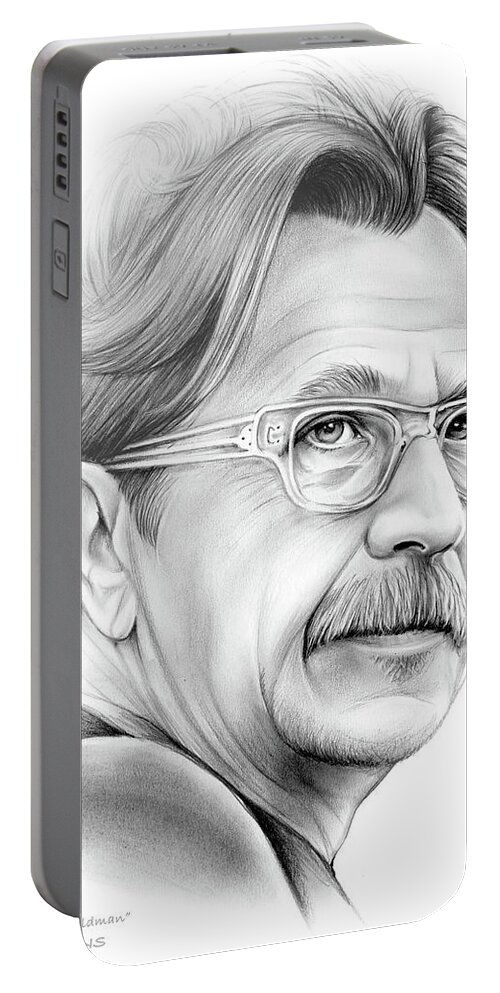 Gary Oldman Portable Battery Charger featuring the drawing Gary Oldman #1 by Greg Joens