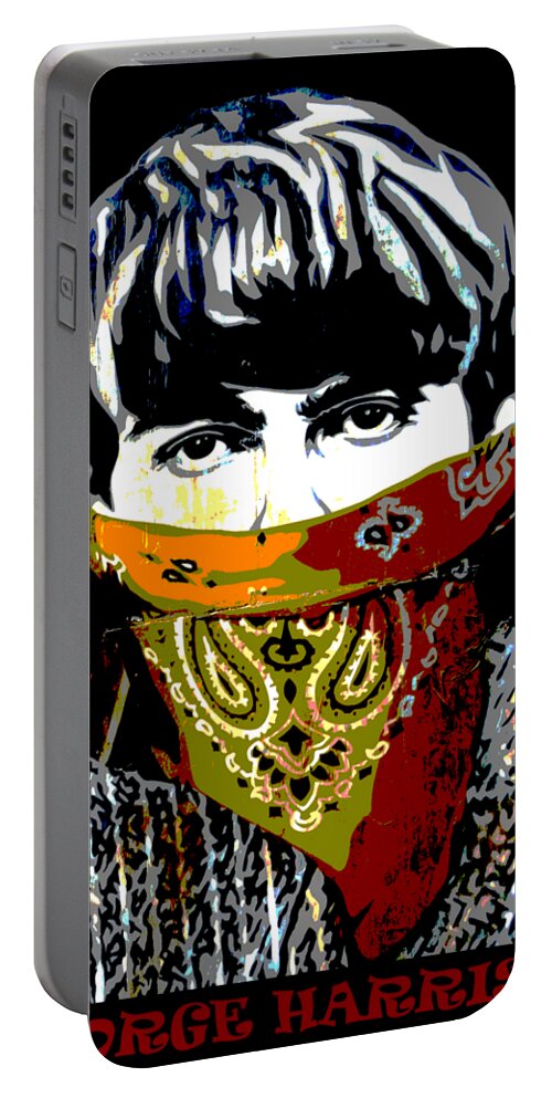 Banksy Portable Battery Charger featuring the photograph George Harrison wearing a face mask by RicardMN Photography