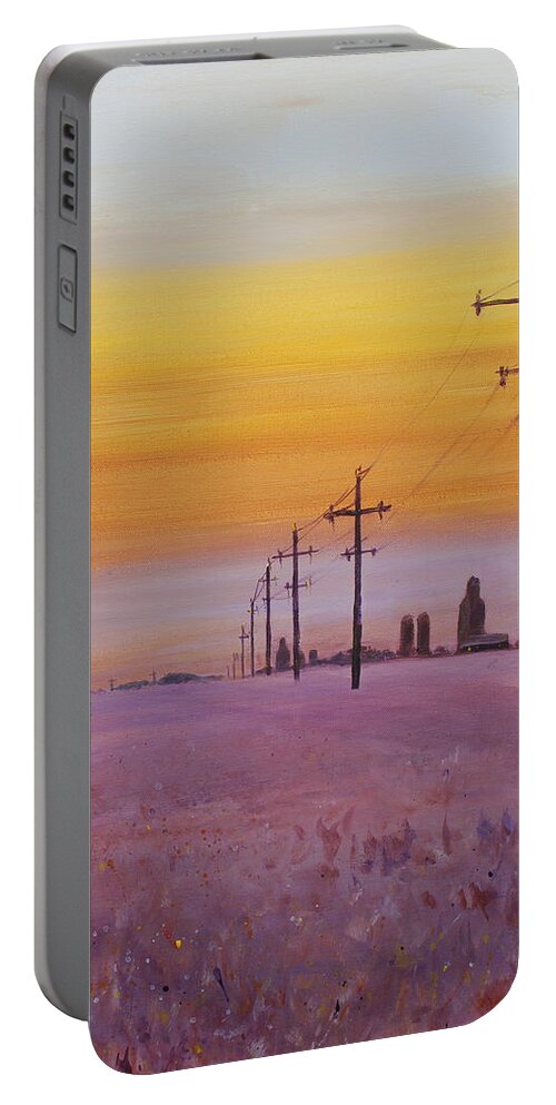 Prairie Portable Battery Charger featuring the painting Glow by Ruth Kamenev