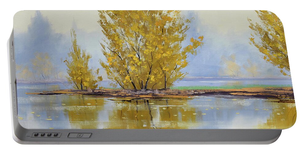 Colorful Portable Battery Charger featuring the painting Golden Fall by Graham Gercken