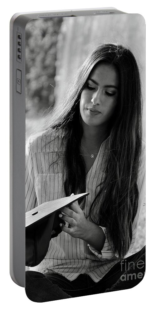Liz Portable Battery Charger featuring the photograph Golden Hour Senior #1 by Photos By Zulma