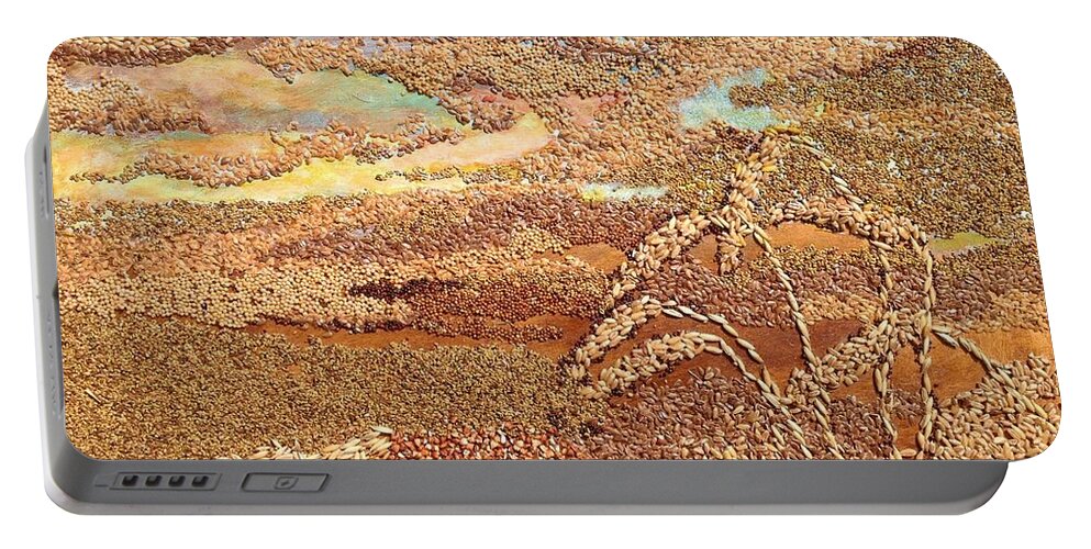 Prairies Portable Battery Charger featuring the mixed media Grains Painting the Prairies V by Naomi Gerrard
