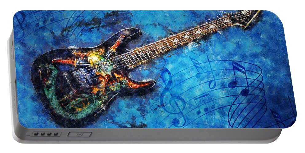 Music Portable Battery Charger featuring the digital art Guitar Love #1 by Ian Mitchell