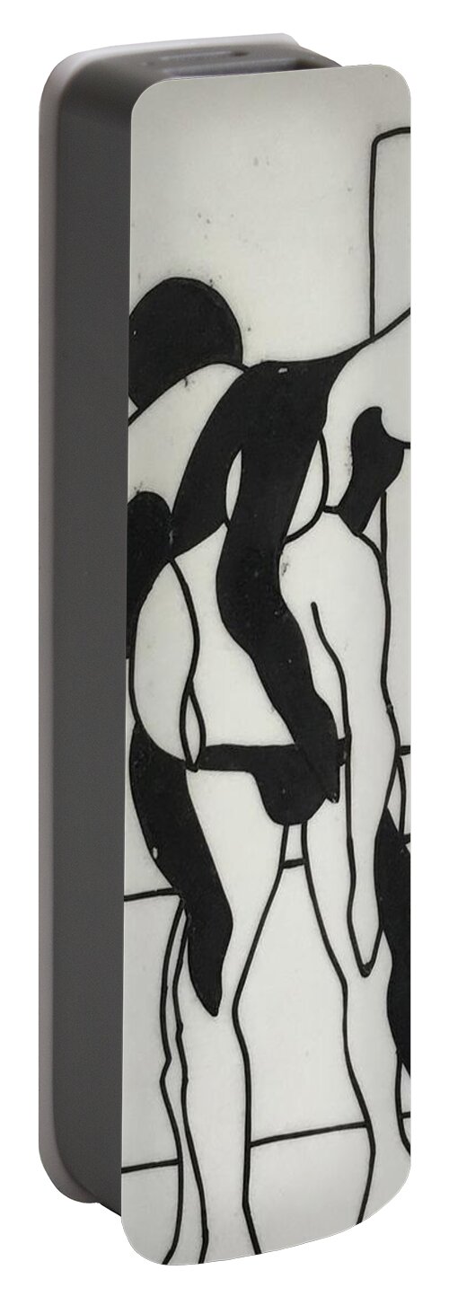 Gymnast Gymnastics Pen And Ink Male Nude Abstract Figures Portable Battery Charger featuring the drawing Gymnast #1 by Erika Jean Chamberlin